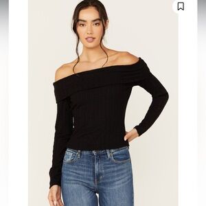 Shyanne Women’s Pointelle Ribbed Off The Shoulder Top